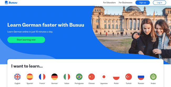 Deutsch lernen online mit Busuu